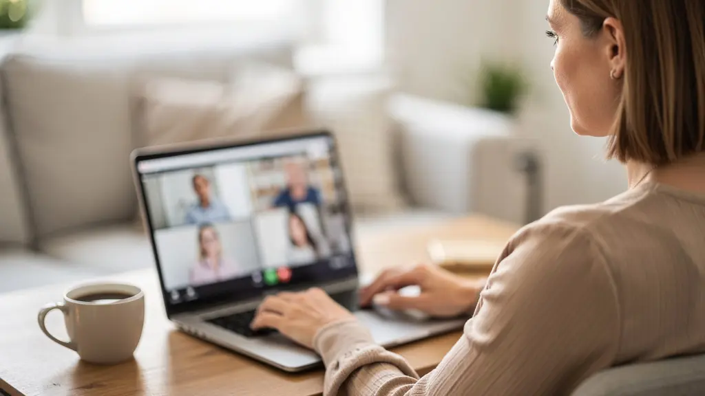 Professionnelle suivant une formation SEO en ligne depuis son domicile